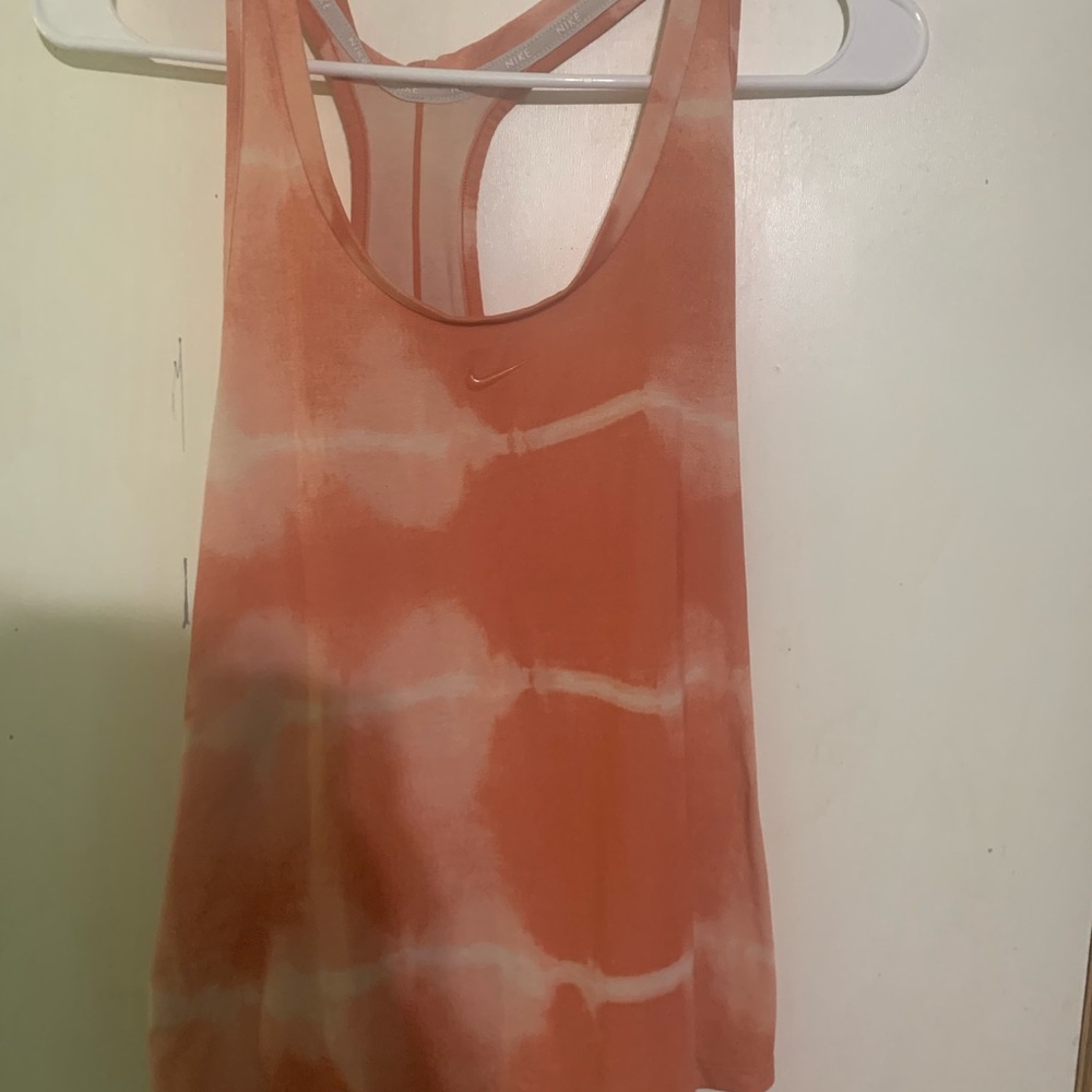 Nike Women's Coral and White Tie-Dye Racerback Tank